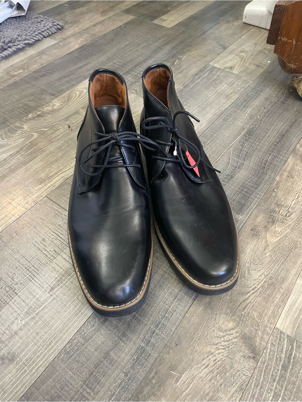 Deer Stags Black Faux Leather Chukka Boots Size 15!